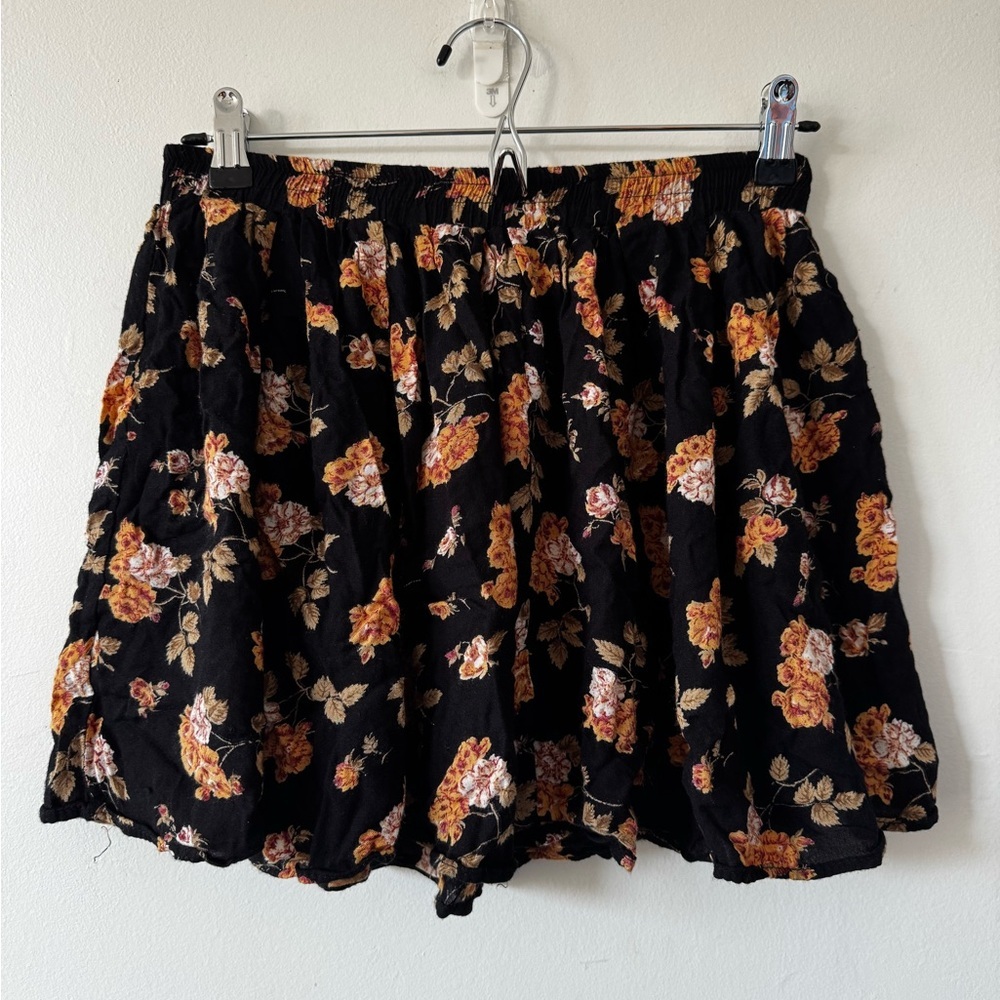 Brandy Melville Floral Black and Orange Skirt